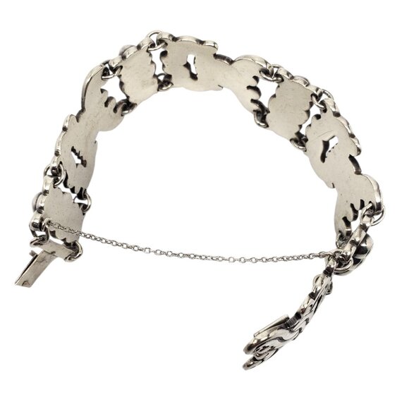 Taxco Mexico Sterling Silver Scroll Link Bracelet #22527 - Picture 6 of 12